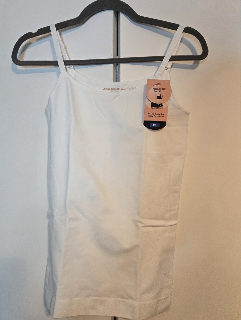 Shapermint White Adjustible Stretch Camisole Tank Top
